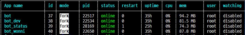 PM2 LIST